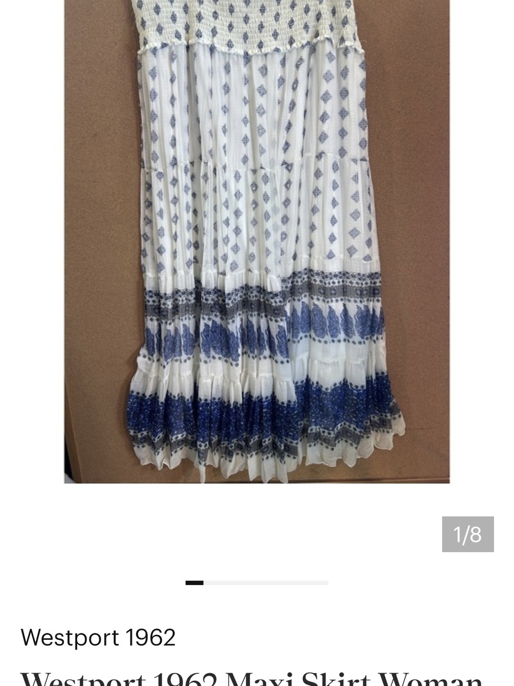 Westport 1962 White Maxi Skort with Blue Boho Print